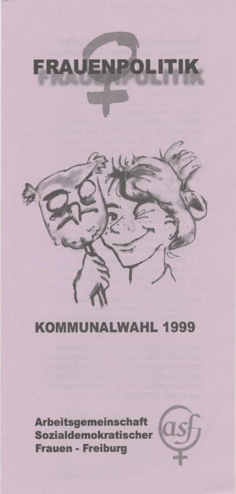 Infoblatt der Arbeitsgemeinschaft Sozialdemokratischer Frauen Freiburg zur Kommunalwahl 1999